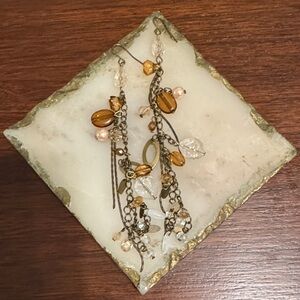 Elegant Gold and Brown Dangle Earrings
